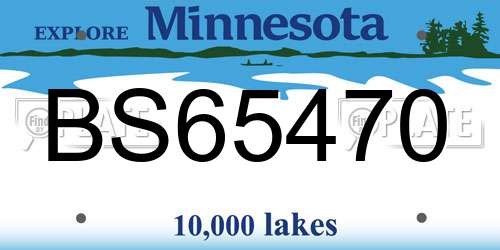 BS65470 Minnesota License Plate