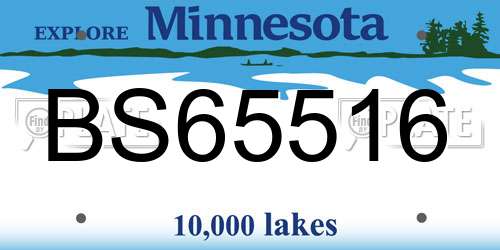 BS65516 Minnesota License Plate