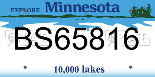BS65816 Minnesota License Plate
