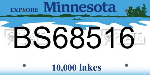 BS68516 Minnesota License Plate