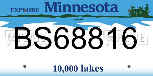 BS68816 Minnesota License Plate