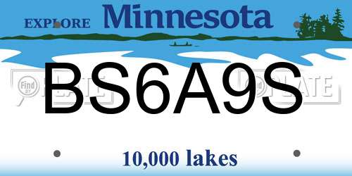 BS6A9S Minnesota License Plate