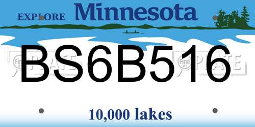 BS6B516 Minnesota License Plate