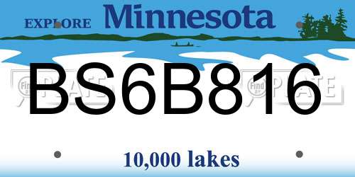 BS6B816 Minnesota License Plate