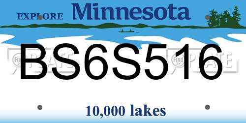 BS6S516 Minnesota License Plate