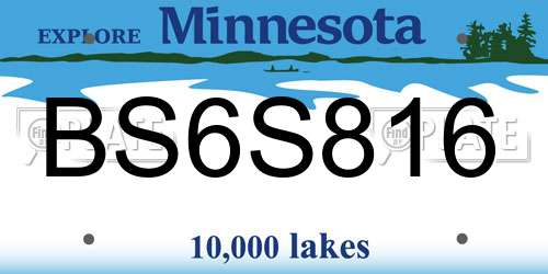 BS6S816 Minnesota License Plate