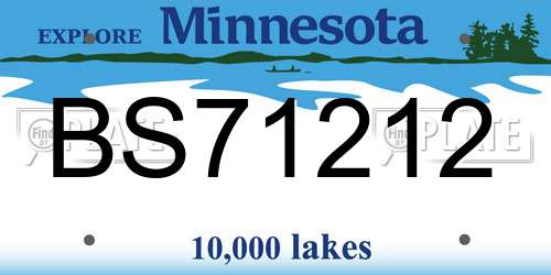BS71212 Minnesota License Plate