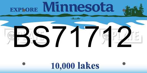 BS71712 Minnesota License Plate