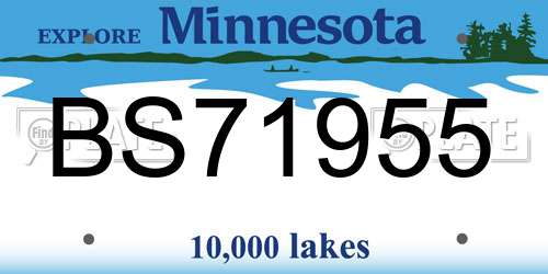 BS71955 Minnesota License Plate