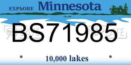 BS71985 Minnesota License Plate
