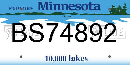 BS74892 Minnesota License Plate