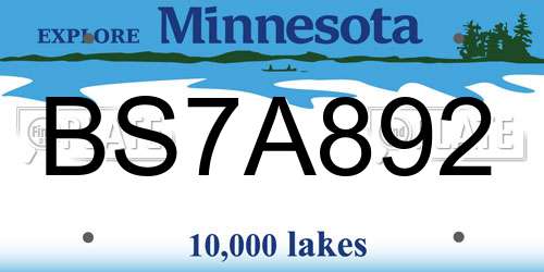 BS7A892 Minnesota License Plate