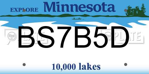 BS7B5D Minnesota License Plate