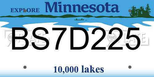 BS7D225 Minnesota License Plate