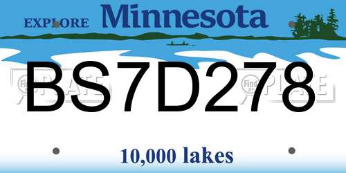 BS7D278 Minnesota License Plate