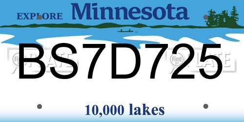 BS7D725 Minnesota License Plate