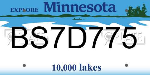 BS7D775 Minnesota License Plate