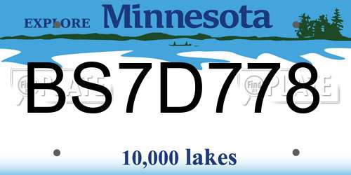BS7D778 Minnesota License Plate
