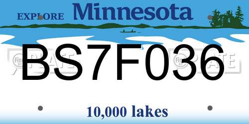BS7F036 Minnesota License Plate