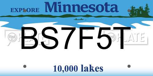 BS7F5T Minnesota License Plate