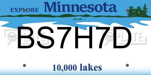 BS7H7D Minnesota License Plate