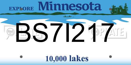BS7I217 Minnesota License Plate