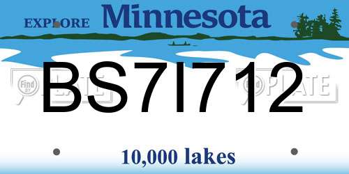 BS7I712 Minnesota License Plate