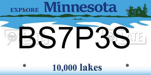 BS7P3S Minnesota License Plate