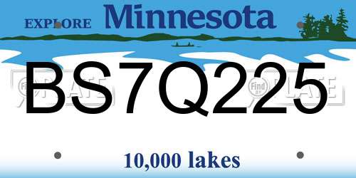 BS7Q225 Minnesota License Plate