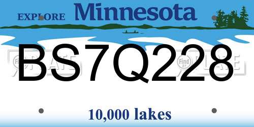 BS7Q228 Minnesota License Plate