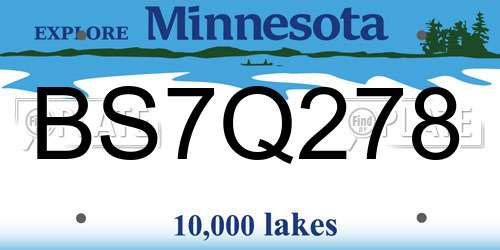 BS7Q278 Minnesota License Plate