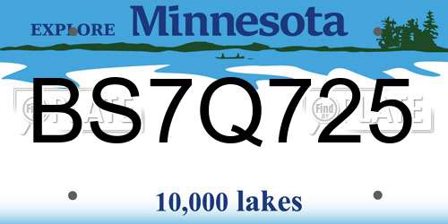 BS7Q725 Minnesota License Plate