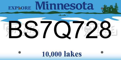 BS7Q728 Minnesota License Plate