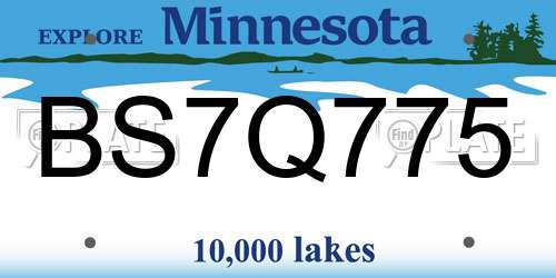 BS7Q775 Minnesota License Plate