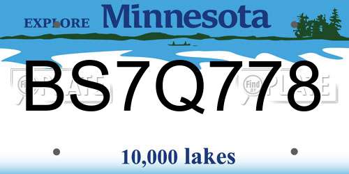 BS7Q778 Minnesota License Plate