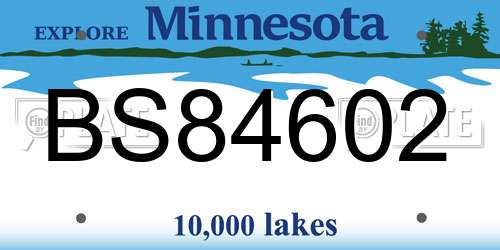 BS84602 Minnesota License Plate