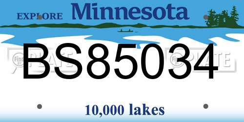 BS85034 Minnesota License Plate