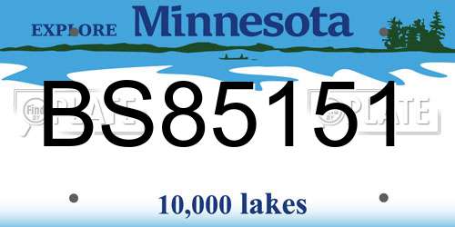 BS85151 Minnesota License Plate