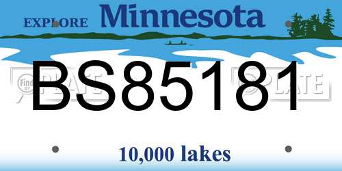 BS85181 Minnesota License Plate