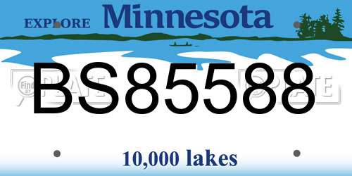 BS85588 Minnesota License Plate