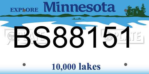 BS88151 Minnesota License Plate