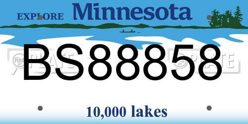 BS88858 Minnesota License Plate