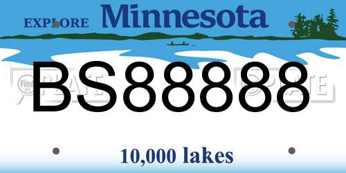 BS88888 Minnesota License Plate