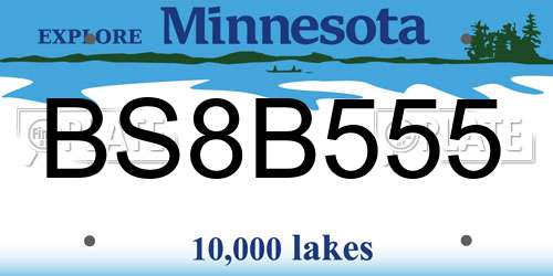 BS8B555 Minnesota License Plate