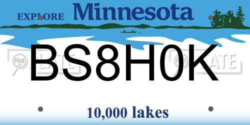 BS8H0K Minnesota License Plate