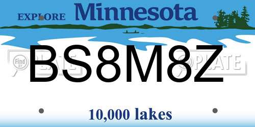BS8M8Z Minnesota License Plate
