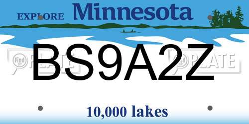 BS9A2Z Minnesota License Plate