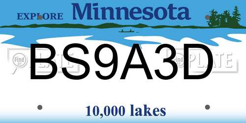 BS9A3D Minnesota License Plate