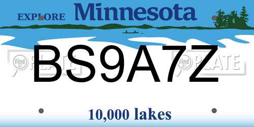 BS9A7Z Minnesota License Plate