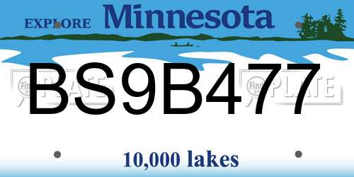 BS9B477 Minnesota License Plate